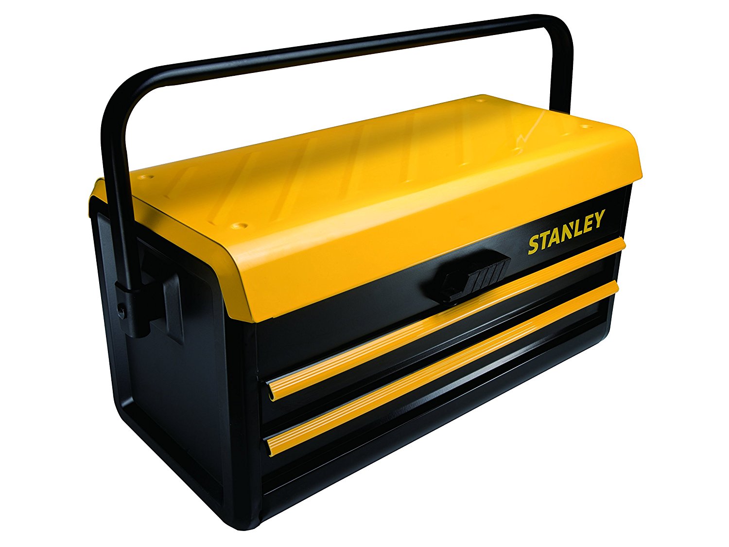 Stanley 19″ Metall-Werkzeugkasten, mit zwei Schubladen, Einhandbedienung, Schnellverschluß, STST1-75510