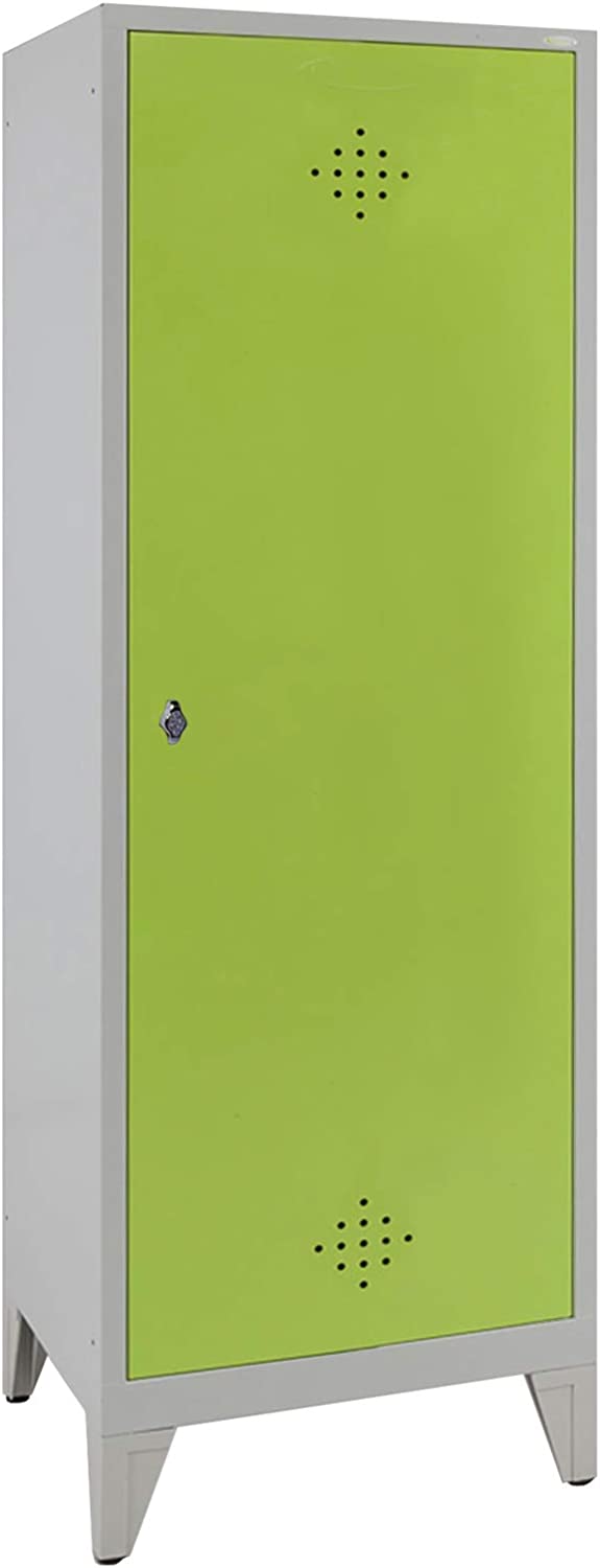 Garderobenschrank / Spind 1 Tür über 2 Abteile / für eine Person – 1850mm x 610mm x 500mm – Grüne Linie von Spindmax