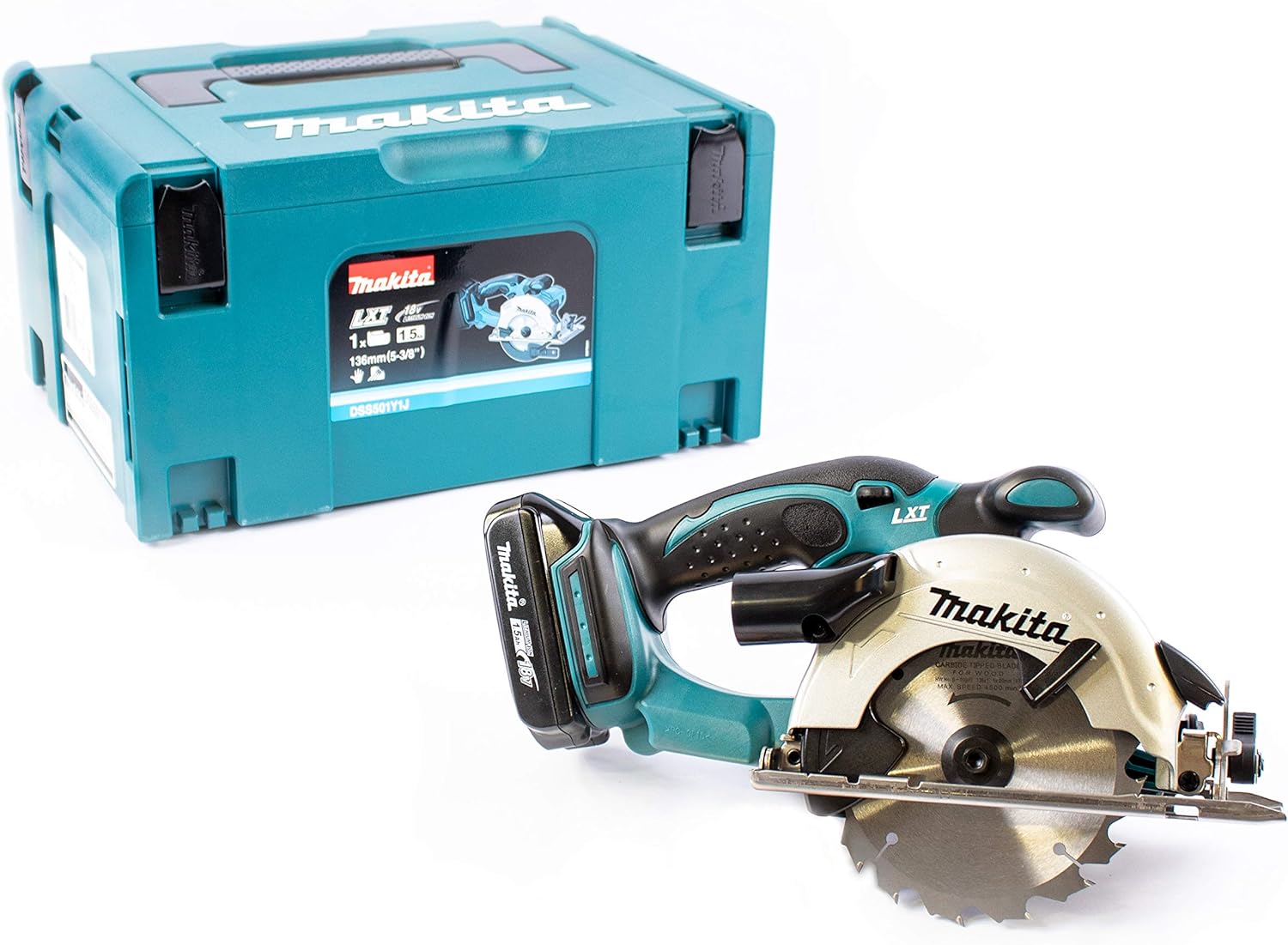 Makita Akku-Handkreissäge 51mm 18 V im Makpac mit 1x Akku 1,5 Ah, ohne Ladegerät