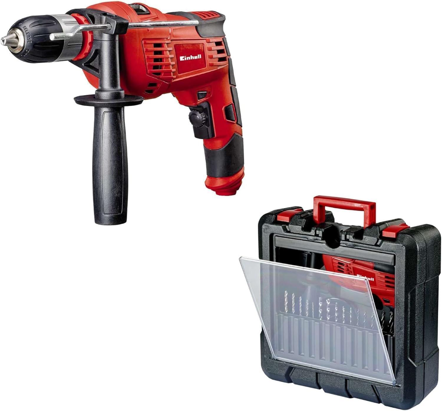 Einhell Schlagbohrmaschine TC-ID 1000 Kit (1010 W, 1 Gang, Bohrleistung Ø Holz 32 mm, Ø Metall 13 mm, Ø Beton 16 mm, 13 mm Schnellspannbohrfutter, inkl. Koffer)